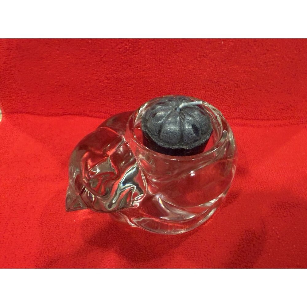 Vintage INDIANA GLASS Clear Sleeping Cat/Kitten Votive Candle Holder - Picture 3 of 9